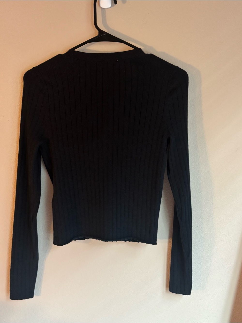 Abercrombie Black Ribbed Cropped Cardigan Soft A&F Small - Picture 6 of 6